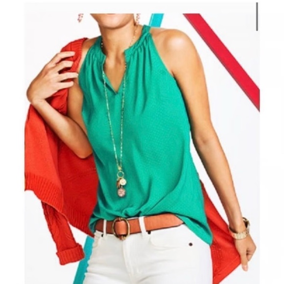 CAbi NWOT Green Polka Dot Sleeveless Blouse Style‎ 5549 Size Small Lightweight - Picture 1 of 7